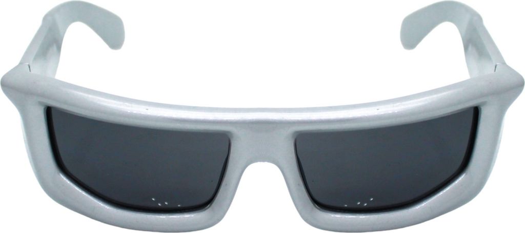 Coole Raverbrille in Silber Schnelle Brille Sonnenbrille Damen Herren Sportliche Rechteckige Partybrille Schwarz Getönt