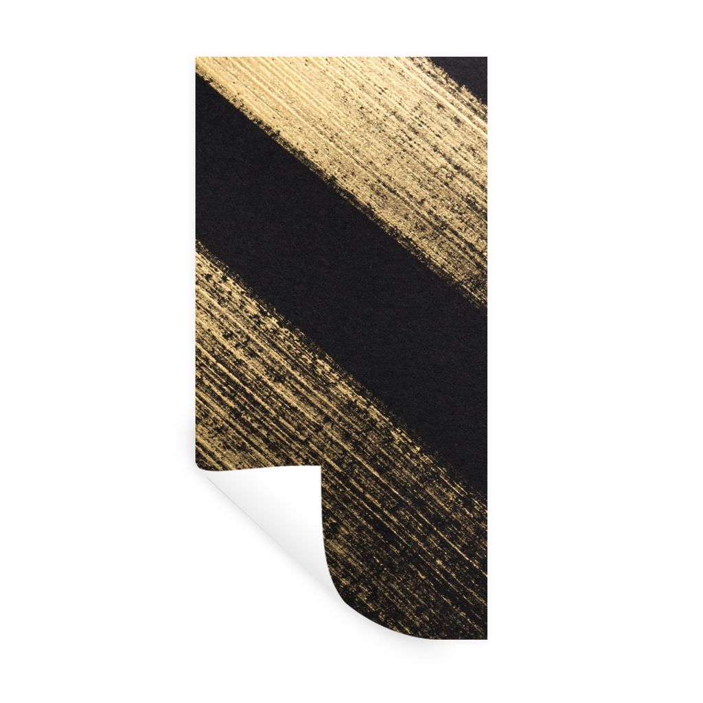 MuchoWow Wandtattoo Wandsticker Wandaufkleber Goldene Farbstreifen auf schwarzem Hintergrund 60x120 cm Selbstklebend und Repositionierbar - Selbs...