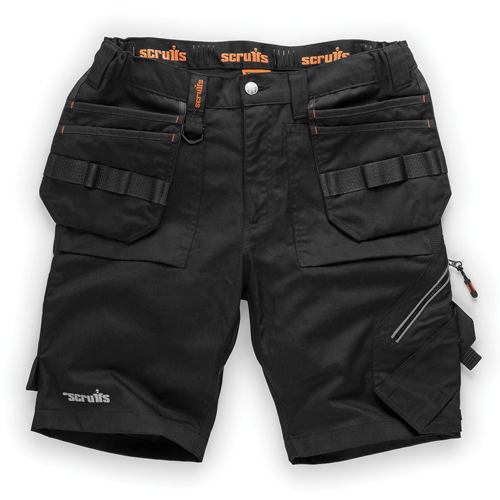 Scruffs - Damen Arbeitsshort mit Holstertaschen „Trade“, schwarz Größe 32