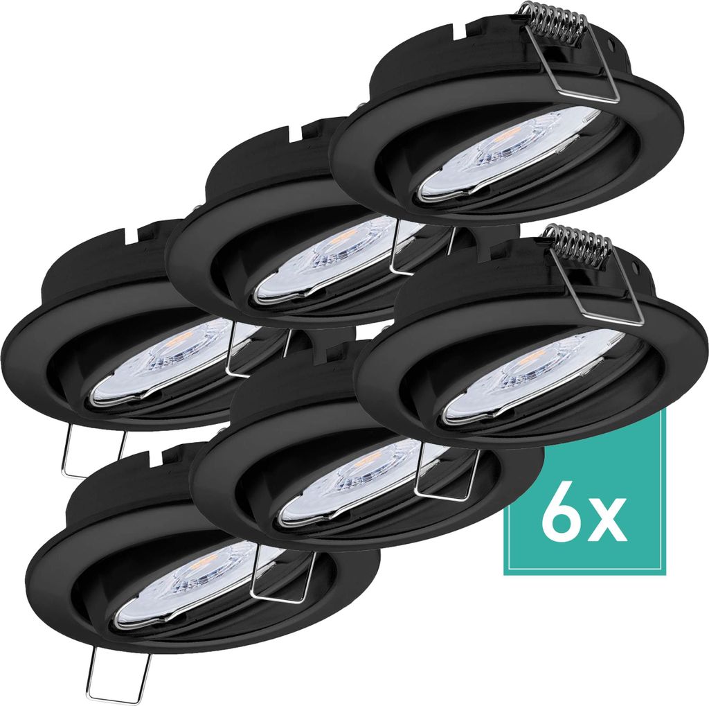 6er Set Oktaplex Einbaustrahler schwenkbar 3-Step dimmbar inkl. LED Modul 2.700K warmweiß - Deckenspot Schwarz