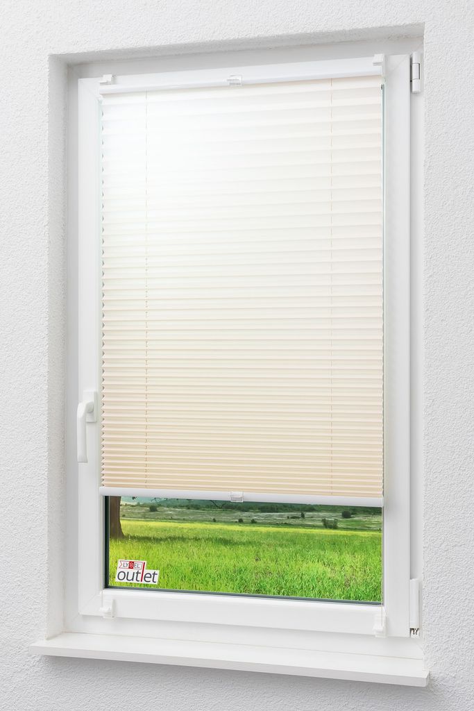 Lysel Outlet - Plissee Krepp zum Klemmen Beige - Plissee in der Größe (Bx H) 100 * 130cm