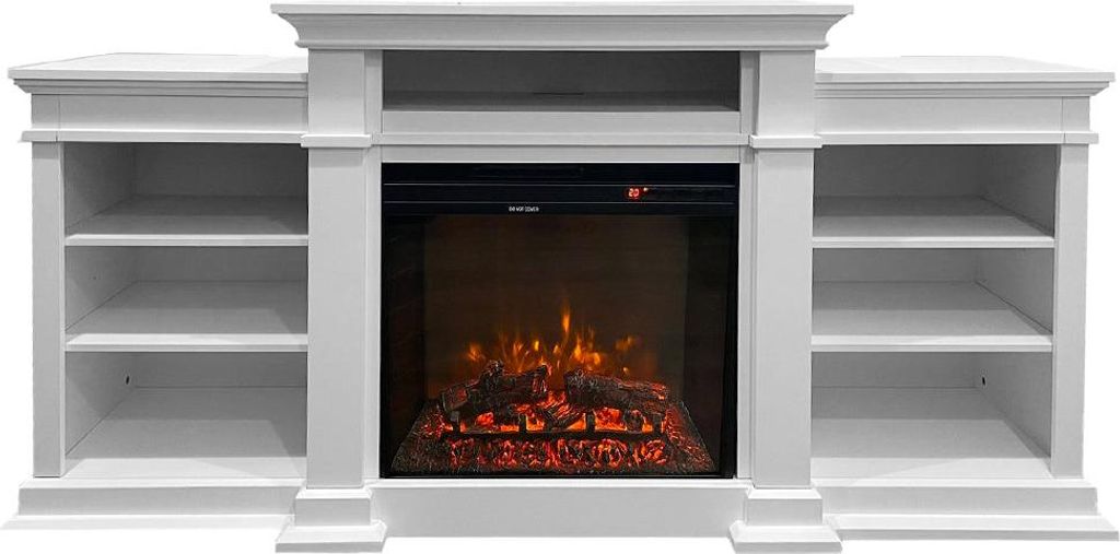 Elektrischer Kaminofen aus Holz Weiß L179 x T48 x H85 Biden Produktbild 
