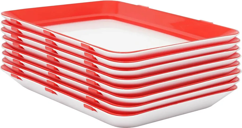 Set 8 Vassoi Rossi 30x22x3 cm in PP | Ideali per Bar, Mense e Casa