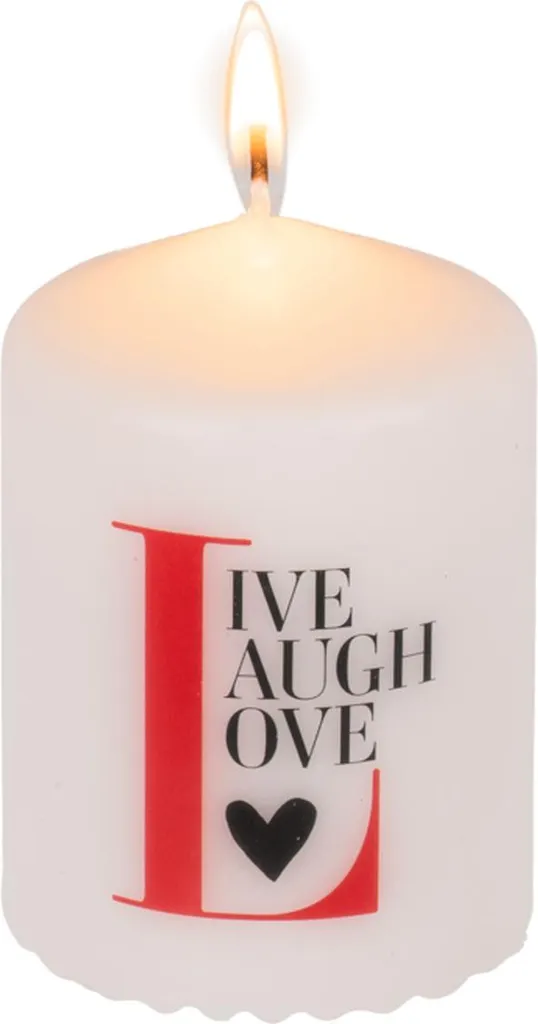 Bougie ronde artisanale Live Laugh Love longue durée - Finition mate