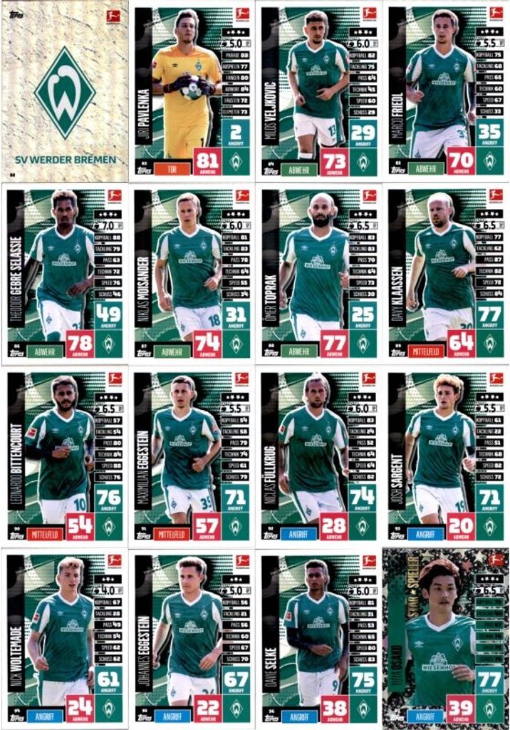 Topps Match Attax - 2020/21 - Mannschaftspaket - SV Werder Bremen