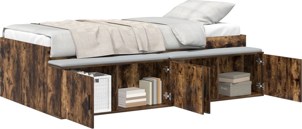 Möbel Stauraum-Bettgestell Geräucherter Eiche 90x190 cm - Klassische Betten 3335209