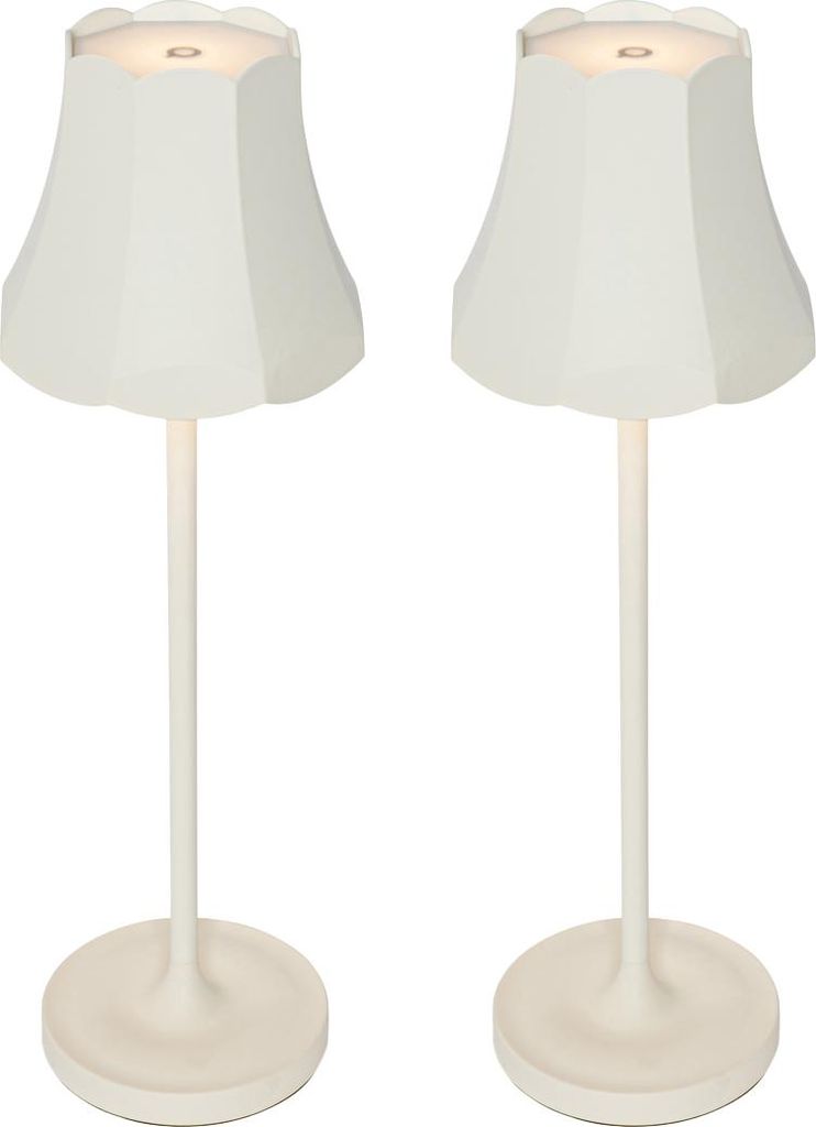 Set mit 2 Retro Tischleuchten CremeWeiß wiederaufladbar Produktbild 