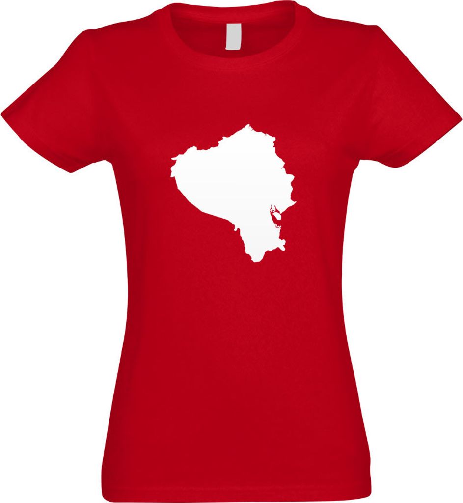 Kiwistar - T-Shirt tailliert - Damen - rot - Ecuador Umriss Kontur - mit Motiv Bedruckt - Funshirt Design - Sport - Freizeit - Damen - XXL