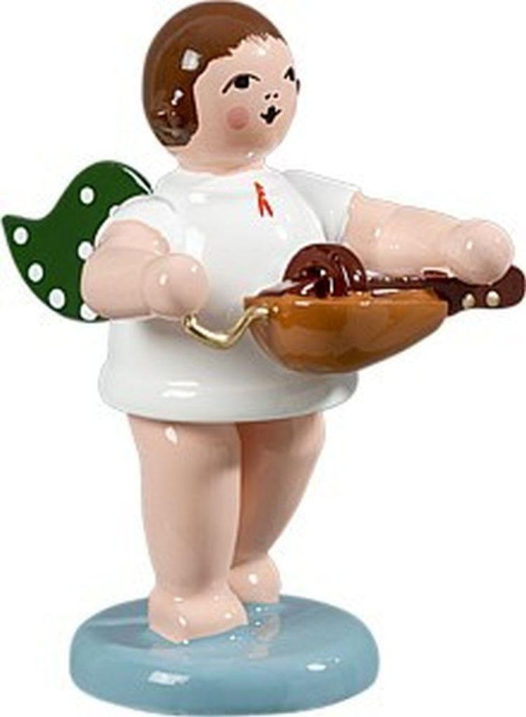 Holzfigur Engel mit Drehleier und Krone Höhe 6cm NEU Produktbild 