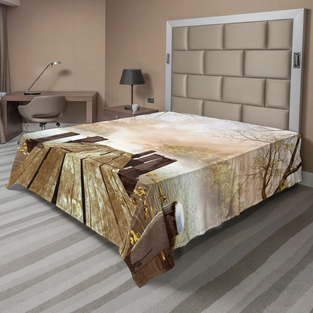 Drap plat ABAKUHAUS motif forêt d'automne 266x260 cm en microfibre douce