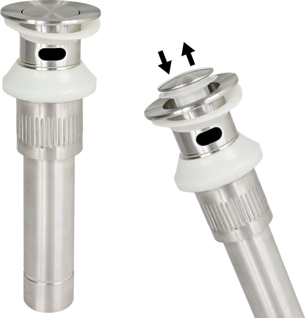 Edelstahl Abfluss Pop Up Garnitur Überlauf Exenter Waschbecken Bad Küche Sanlingo