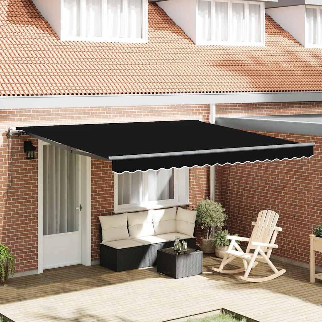 vidaXL Einziehbare Markise Schwarz 400 x 350 cm Stoff und Aluminium