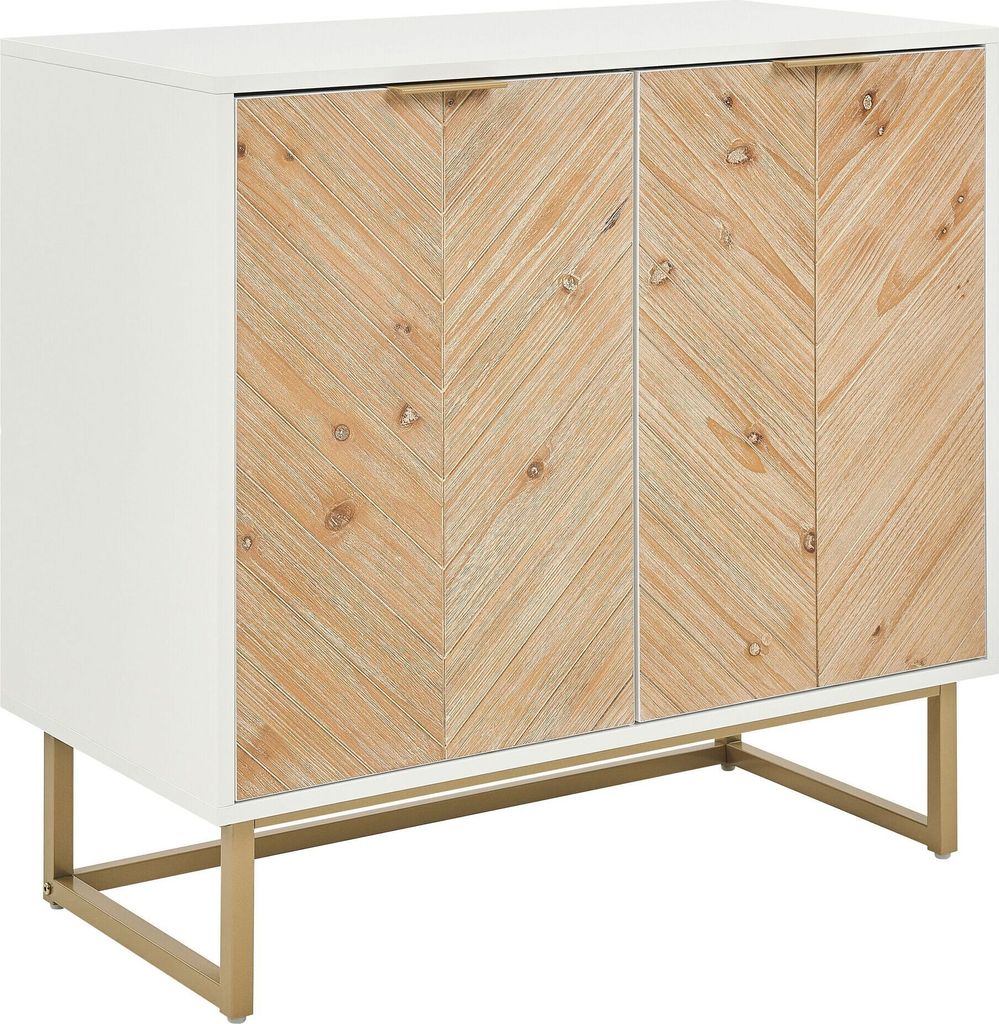 BELIANI Sideboard Weiß und helles Holz MDF Holzfurnier 2 Produktbild 