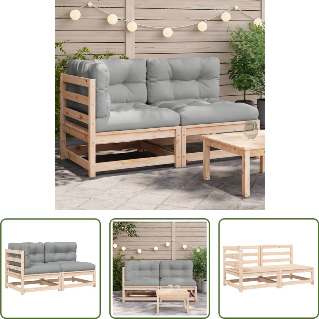 The Living Store Gartensofa mit Kissen 2-Sitzer Massivholz Kiefer