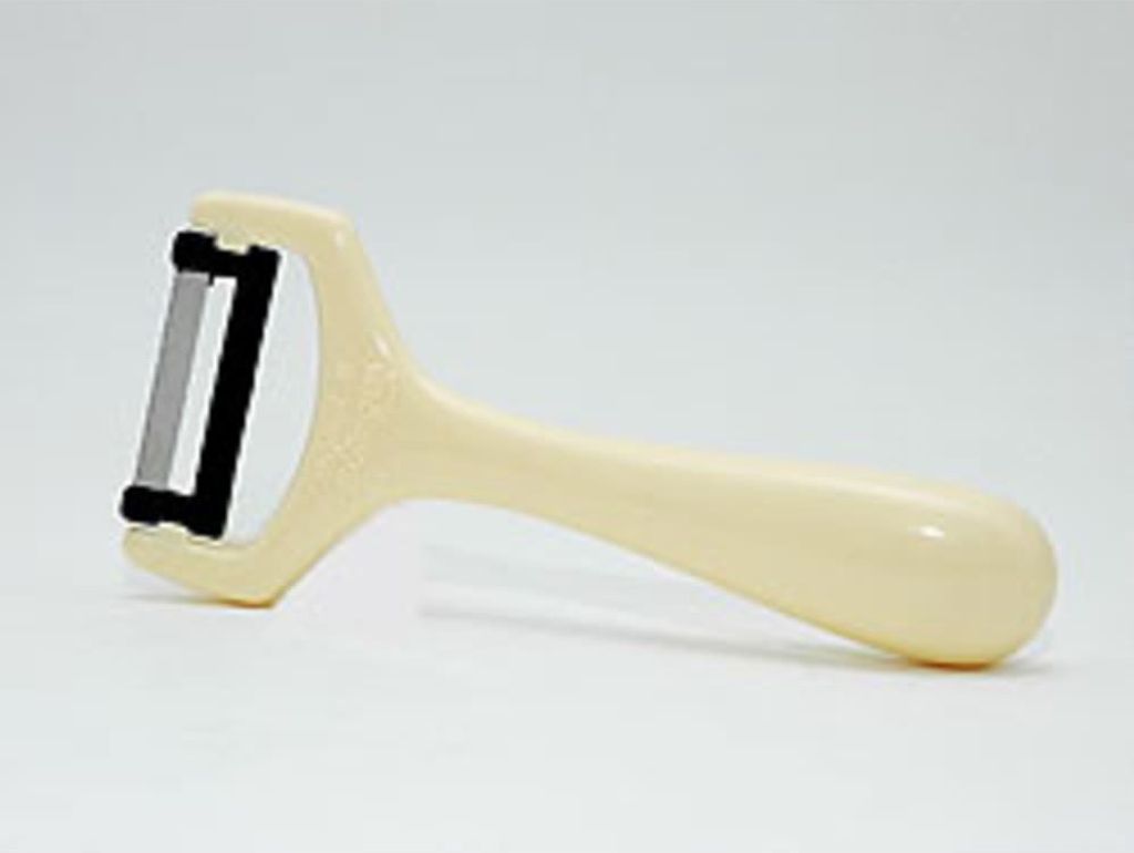Profi-Schäler für Obst und Gemüse – Müheloses Schälen mit scharfer Edelstahlklinge – Ergonomisch, Weiß, 1 Stück