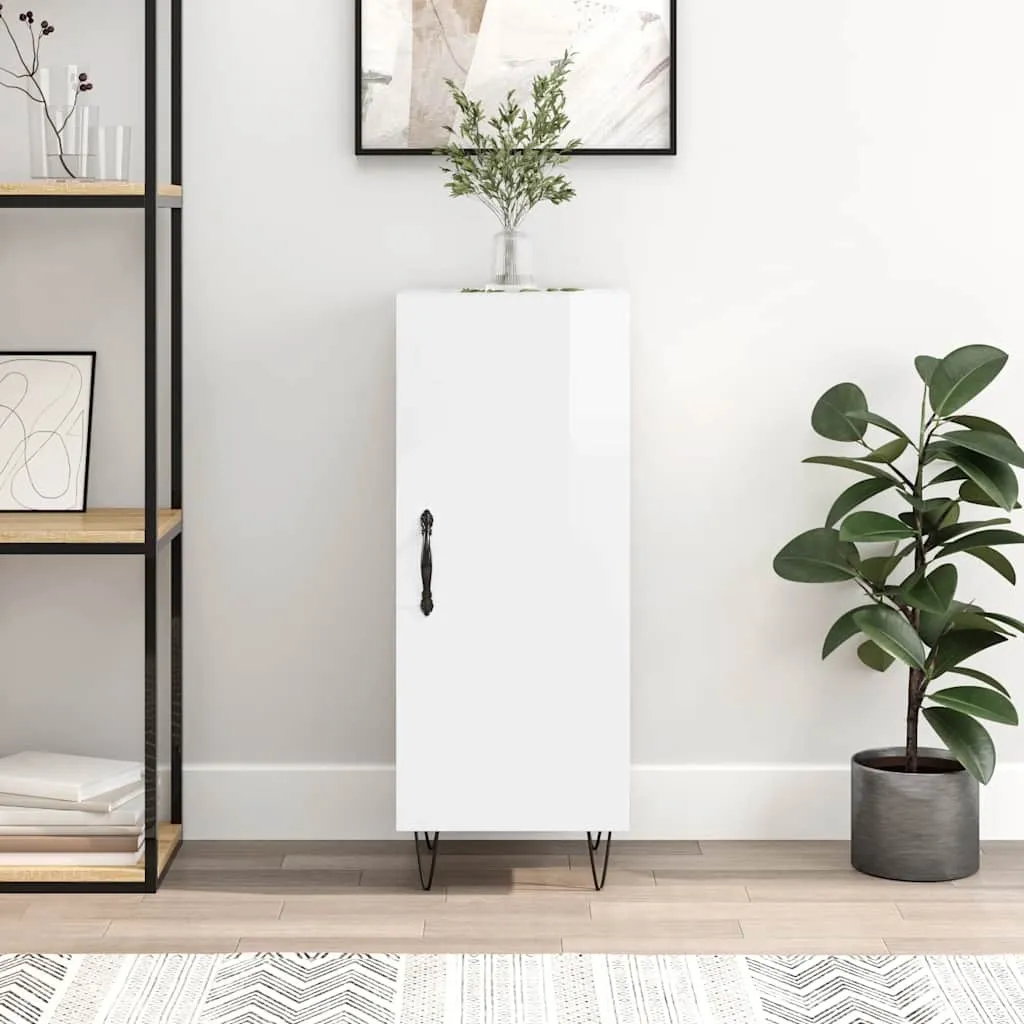 Mobile Multiuso SYFAX™ Bianco Lucido - Credenza 34,5x90 cm in Multistrato