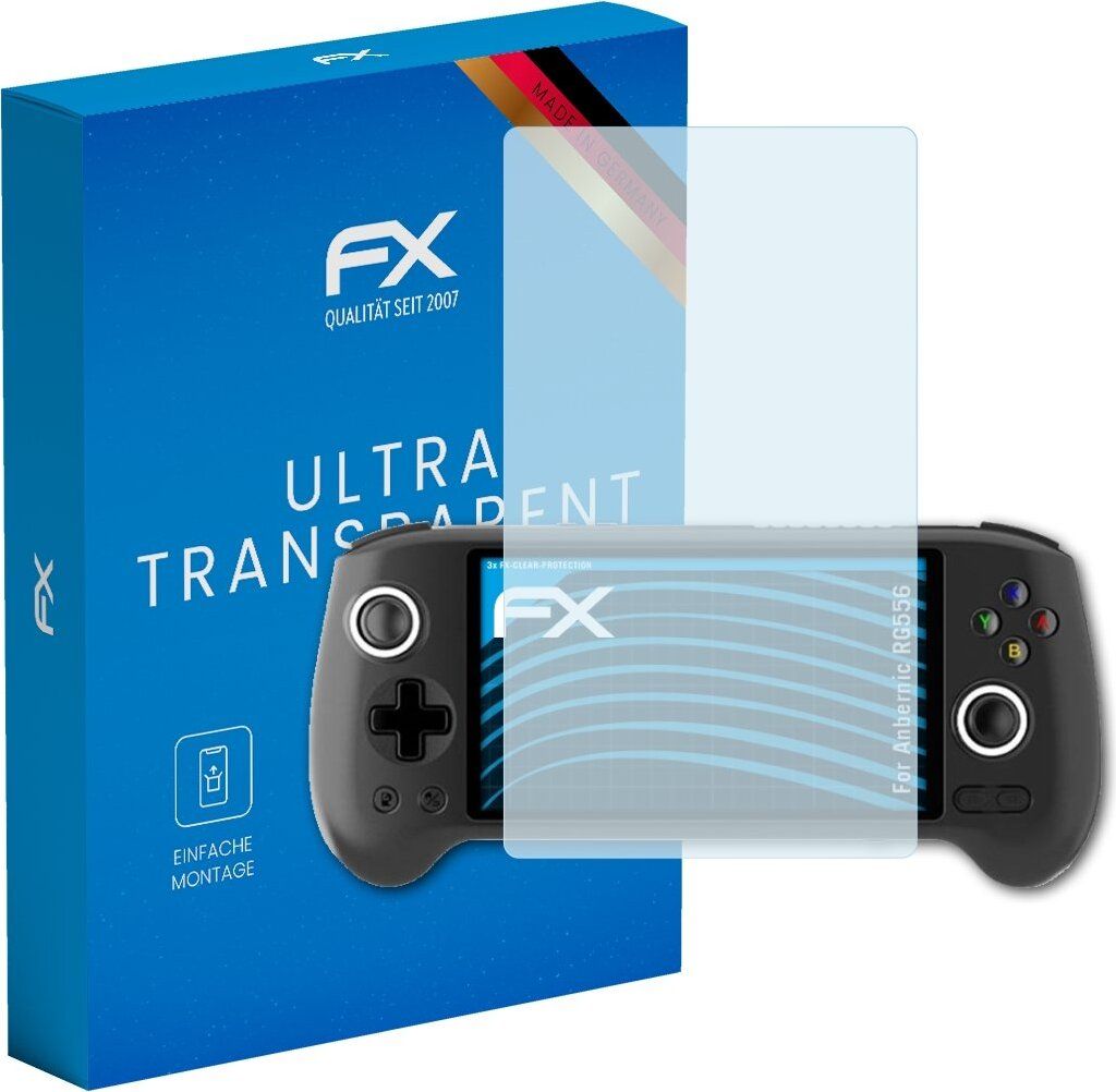 atFoliX FX-Clear 3x Schutzfolie kompatibel mit Anbernic RG556 Displayschutzfolie