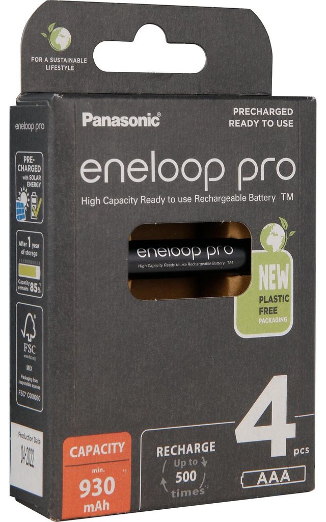 1x4 Panasonic Eneloop Pro Micro 930mAh AAA Ni-MH BK-4HCDE/4BE