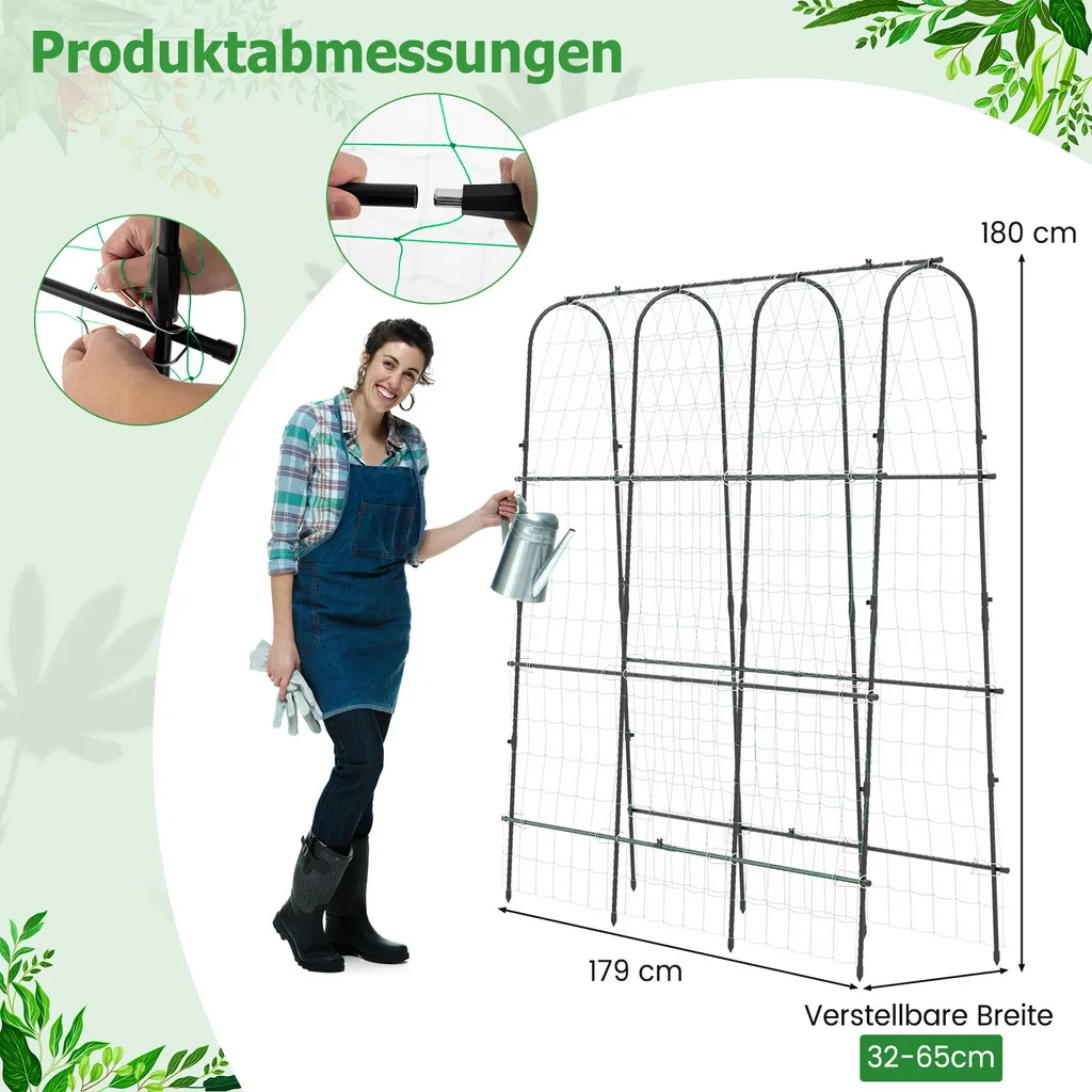 Kit Support de Concombre Ajustable avec Filet de Palissage en Métal