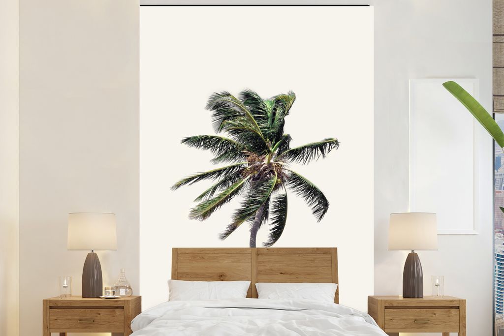 MuchoWow Fototapete für Wohnzimmer oder Schlafzimmer Wandtapete Vinyl Motivtapete Palme - Grün - Natur - Blätter - 155x240 cm - Tapete