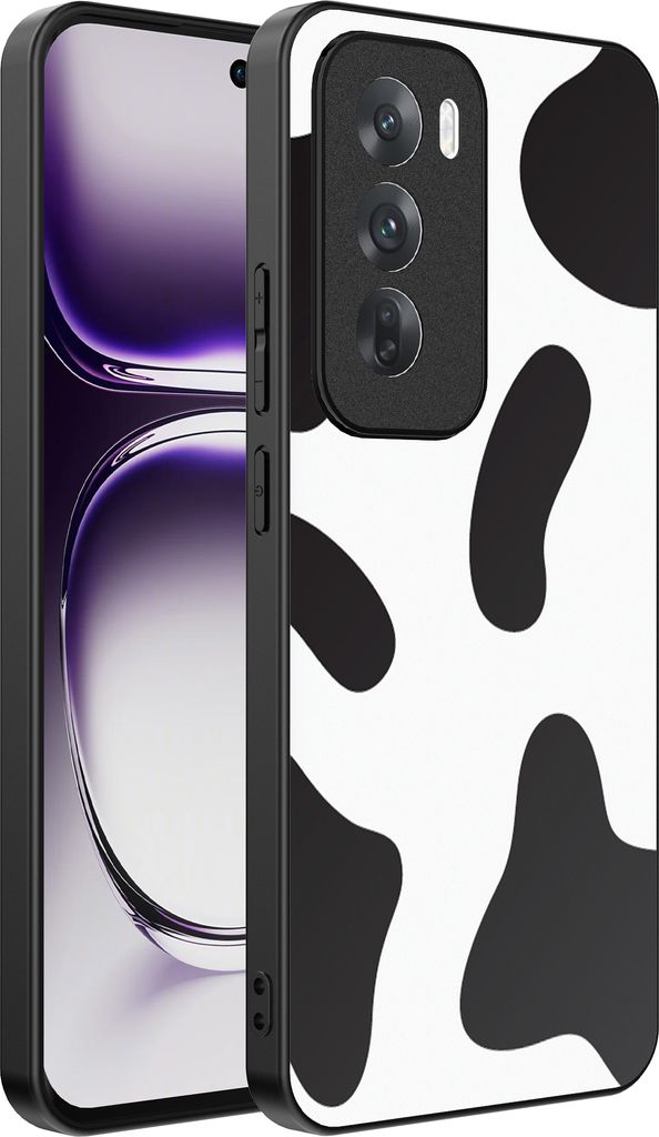 Smartphonica Telefon Fall geeignet für Oppo Reno 12 Pro mit Kuh Flicken drucken - TPU Backcover Fall mit Kuh Flicken Design