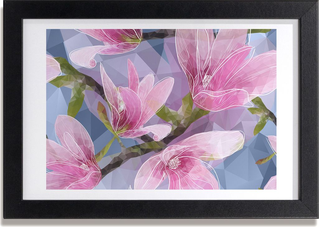 Bild 30x20 MDF-Rahmen, Wandkunst rosa Magnolie