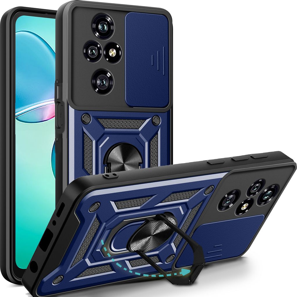 Outdoor Panzer Hülle für Honor 200 Pro Handyhülle mit Slide Kameraschutz Ringhalter in Blau