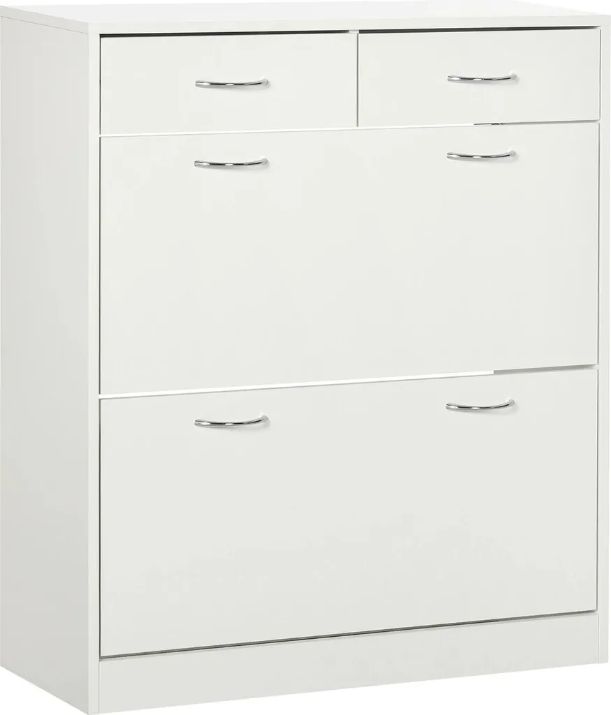 Armoire à chaussures 2 abattants blanc mat - Format slim 80 cm de largeur