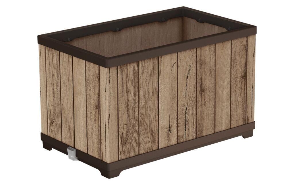 Keter Deco Pflanztopf, 76x45,5x45,5 cm, wetterfest, mit Wasserreservoir & -anzeiger, Design Pinie