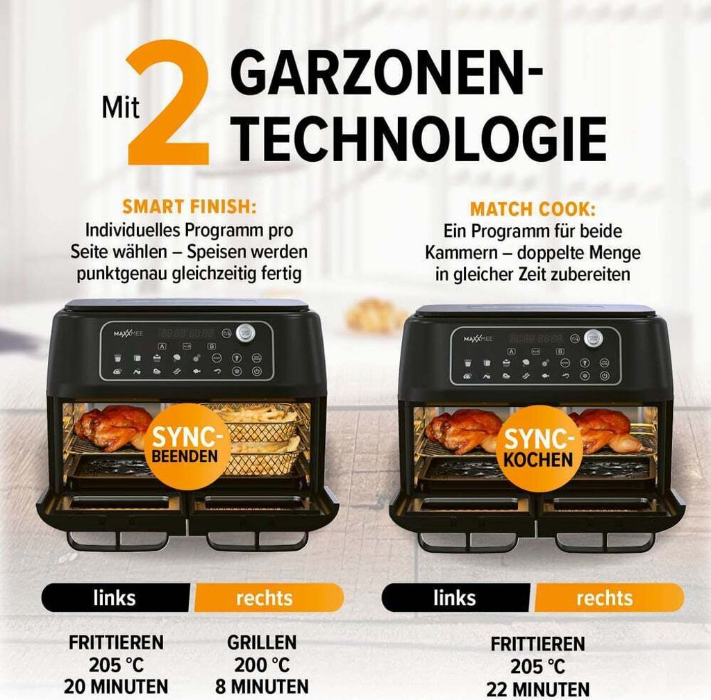 Maxxmee Alleskönner 20 In 1 Video MAXXMEE Heißluft-Fritteuse Doppelkammer 11l | Kaufland.de