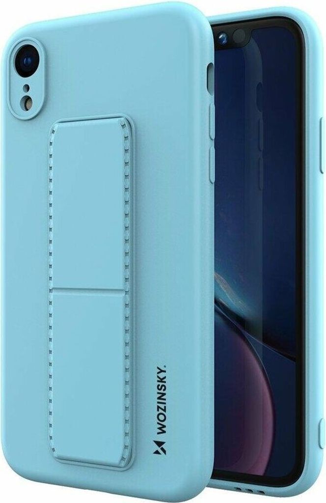 cofi1453 Kickstand Hülle Bumper aufstellbar für Iphone Xr Silikon Hard Case Schale Zubehör Tasche Schutz mit integriertem Magneten Sky Blau