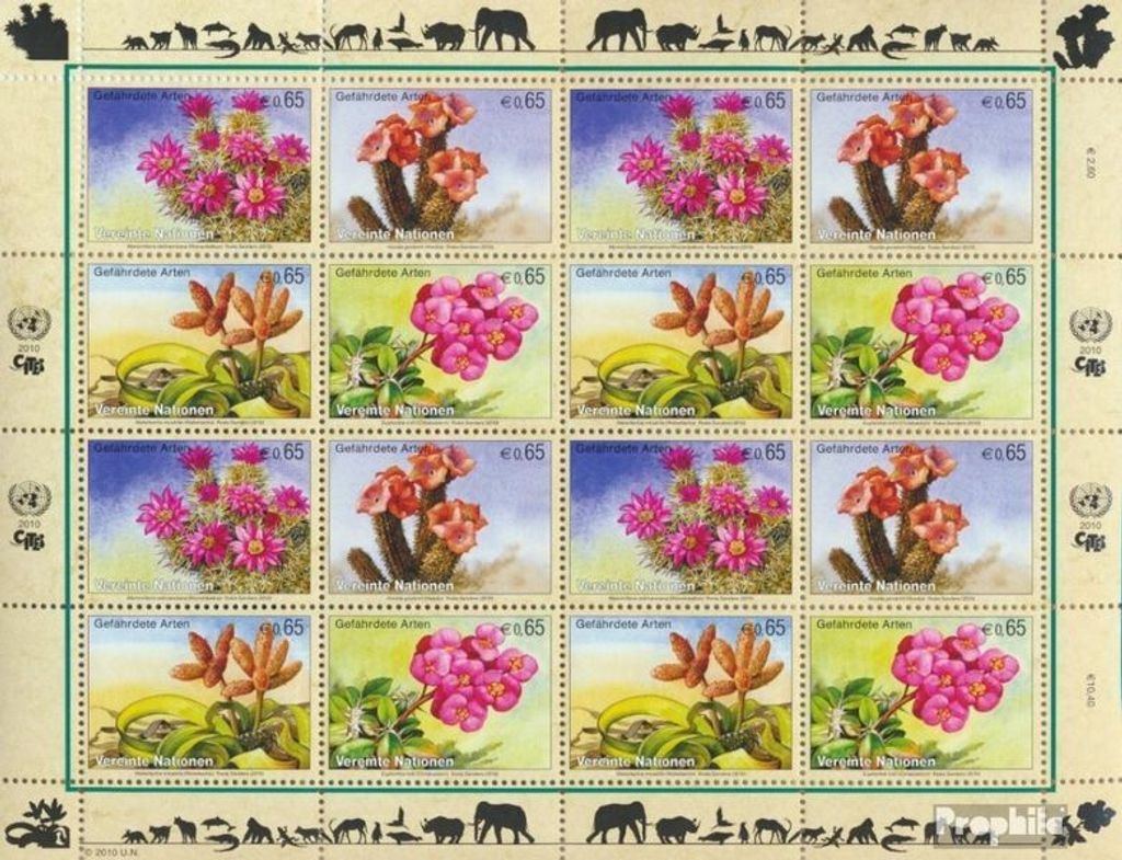 Briefmarken UNO - Wien 2010 Mi 639-642Klb Kleinbogen (kompl.Ausg.) postfrisch Gefährdete Arten: Pflanzen