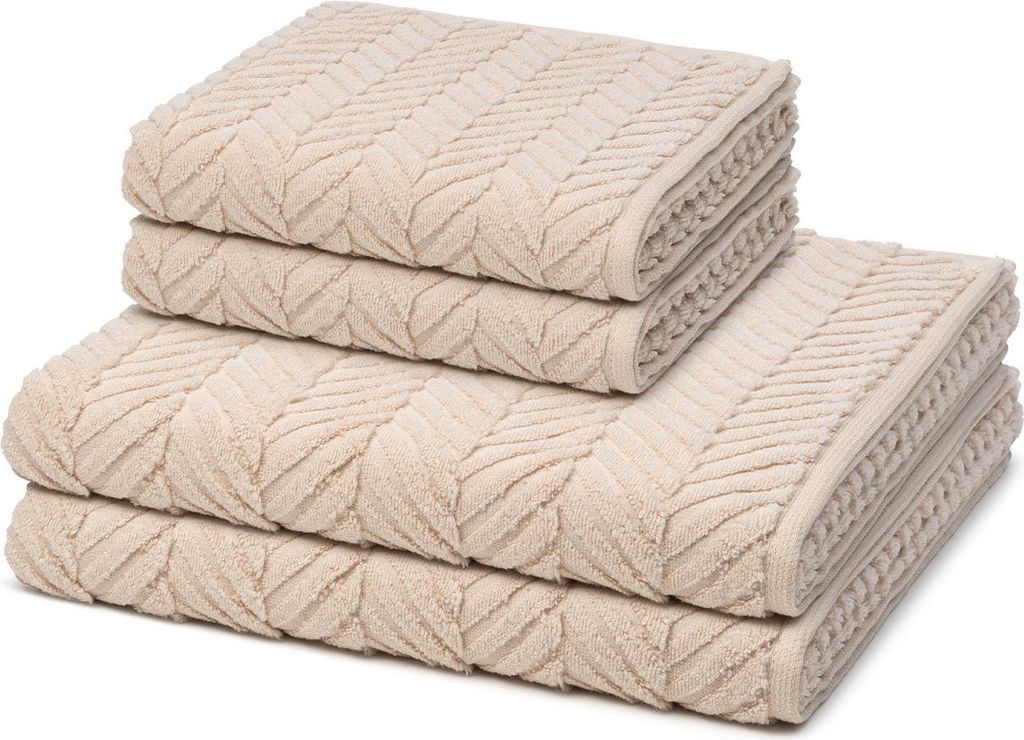 Ross Sensual Skin 2 X Handtuch 2 X Duschtuch im Set Walkfrottee aus Baumwolle 500 g/m², Mit Aloe Vera veredelt hautfreundlich, Zopfmuster mit gewe...