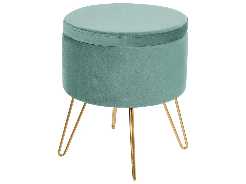 Siège d'Appoint Velours Vert avec Rangement Intégré pour Salon Chic