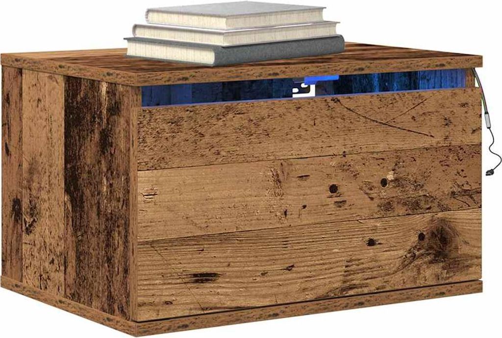 Wandmontiertes Nachttischchen Altholz 50 x 36 x 30 cm