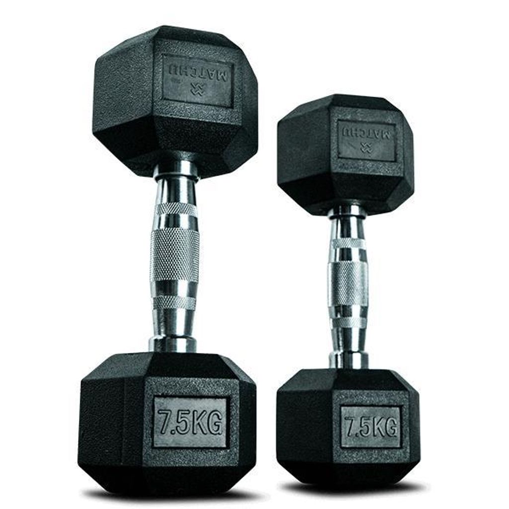 Matchu Sports Hantel Hexagon Set | 2 x 7,5 kg aus Gummi Produktbild 