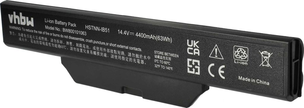 vhbw Akku kompatibel mit HP CompaQ 6730, 6735, 6830, 6730s, 6720, 6820, 6820s, 6700, 610, 6720s, 6720t, 550, 6735s Notebook (4400 mAh, 14,4 V, Li-Ion)