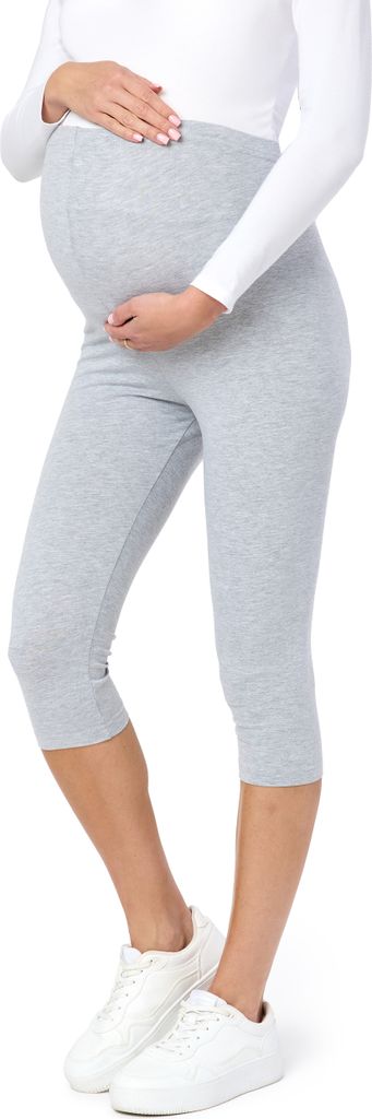 Be Mammy 3/4 Umstandsleggings aus Baumwolle BE20-229 (Melange, 3XL)