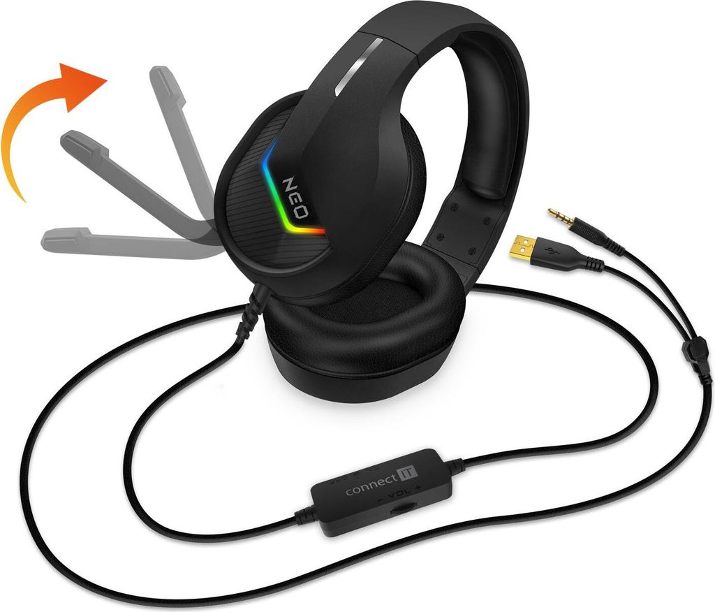 Gaming-Headset NEO kabelgebunden mit Mikrofon 3,5 mm Klinke für PC, PS5, Switch, schwarz