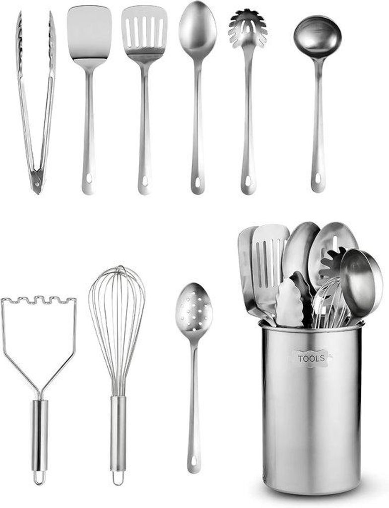 Ensemble de 10 ustensiles de cuisine en acier inoxydable Image du produit 