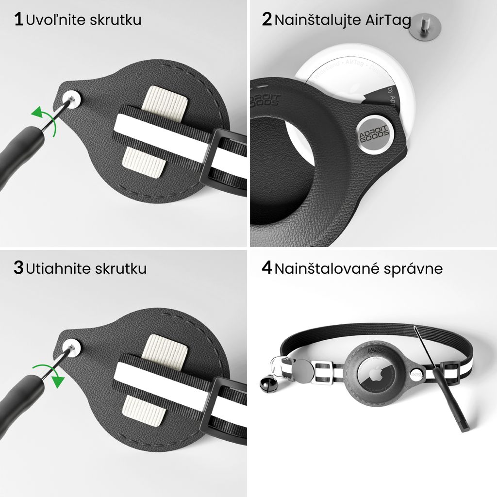 AdroitGoods Airtag Obojok pre mačky/psy - čierny - Gps Obrázok produktu 3