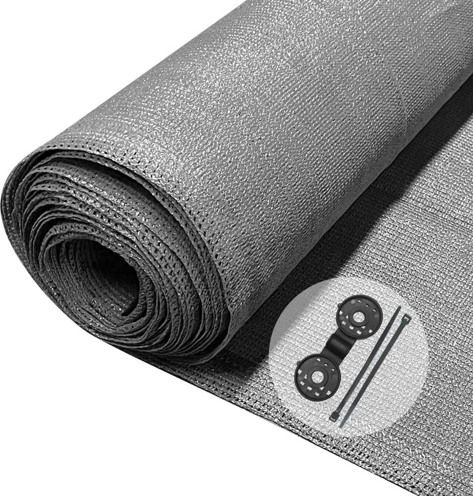 Privacynet 18 × 10 m 150 g/m² HDPE Schattierungsnetz 85% Schatten UV-beständig reißfest Windschutz mit Löchern und Kabelbindern grau