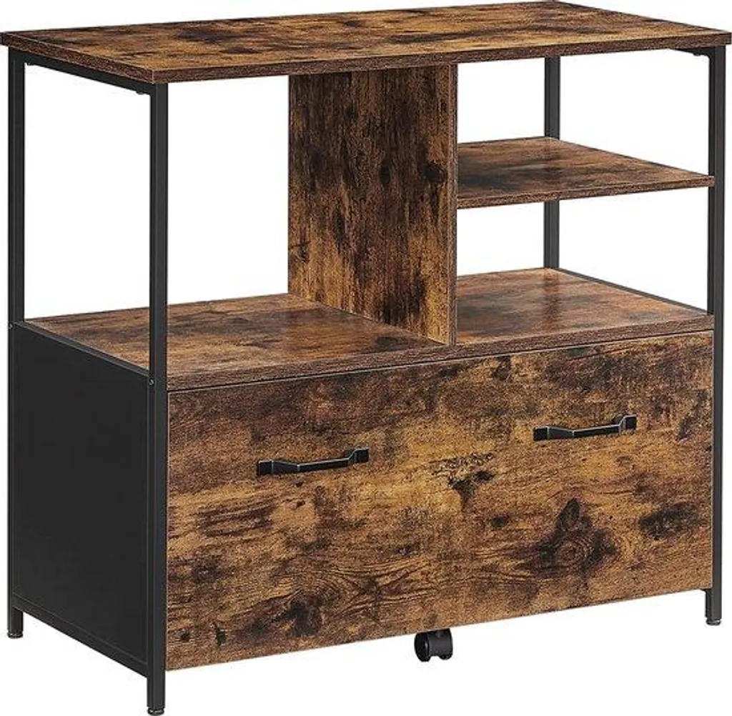 Armoire à dossiers Rootz style industriel en bois et métal 82x40x75 cm