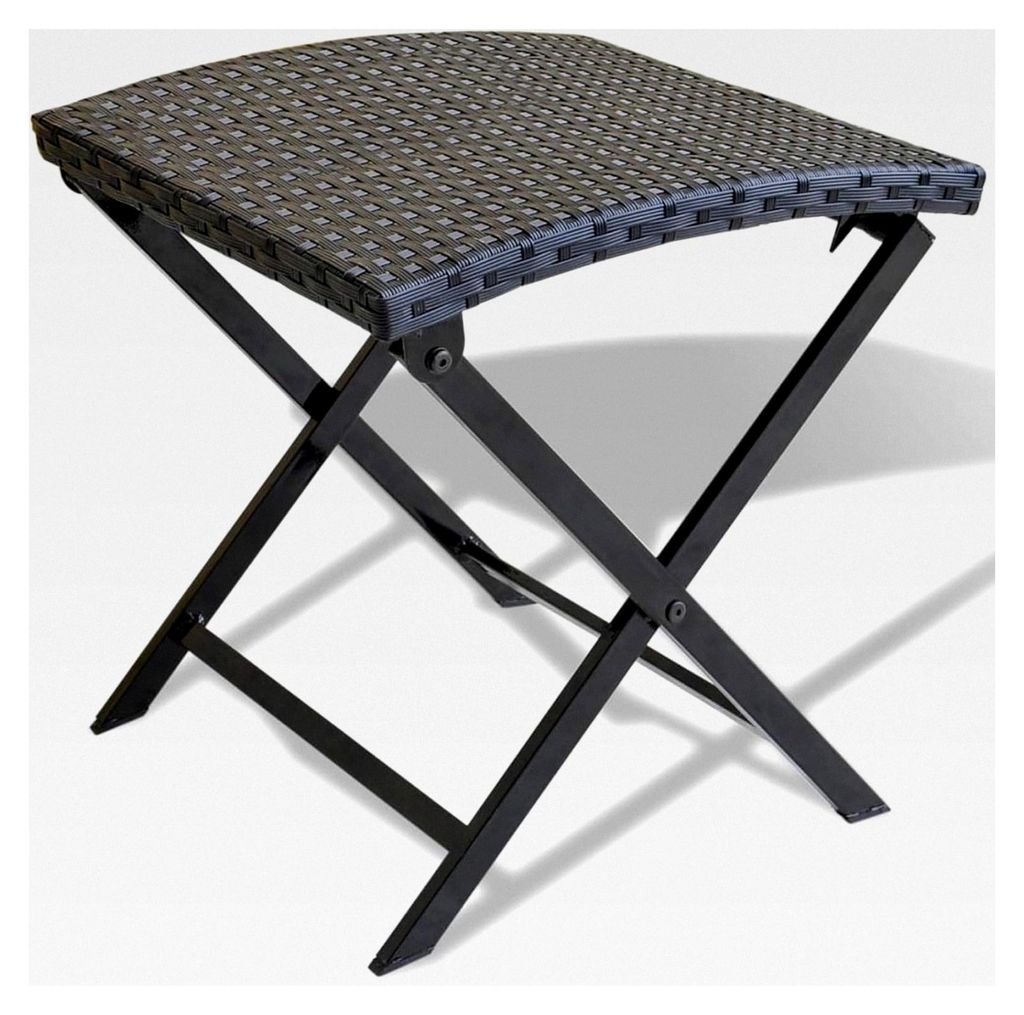 Klappbarer Hocker Schwarz PE-Rattan 44x44x40 cm - Praktisch für den Außenbereich