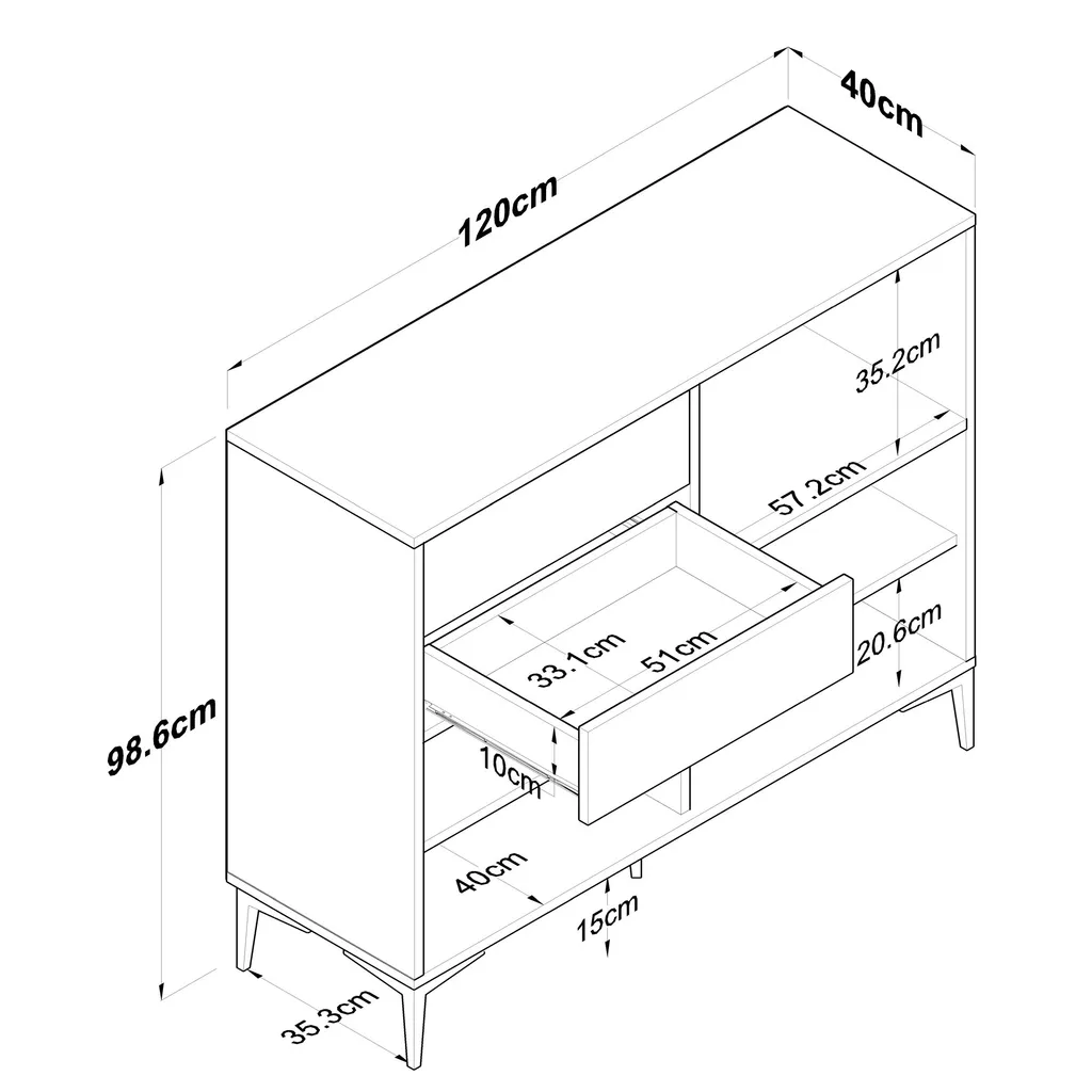 Buffet de Rangement Blanc 120 cm Armoire Multi-usage pour la Maison - 13