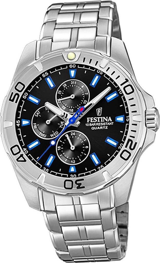 Festina Edelstahl Herren Uhr F20445/6 Armbanduhr silber Multifunktion D2UF20445/6