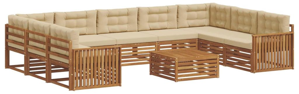 vidaXL Outdoor-Sofagarnitur 10 pcs Natur und Beige Massivholz Akazie