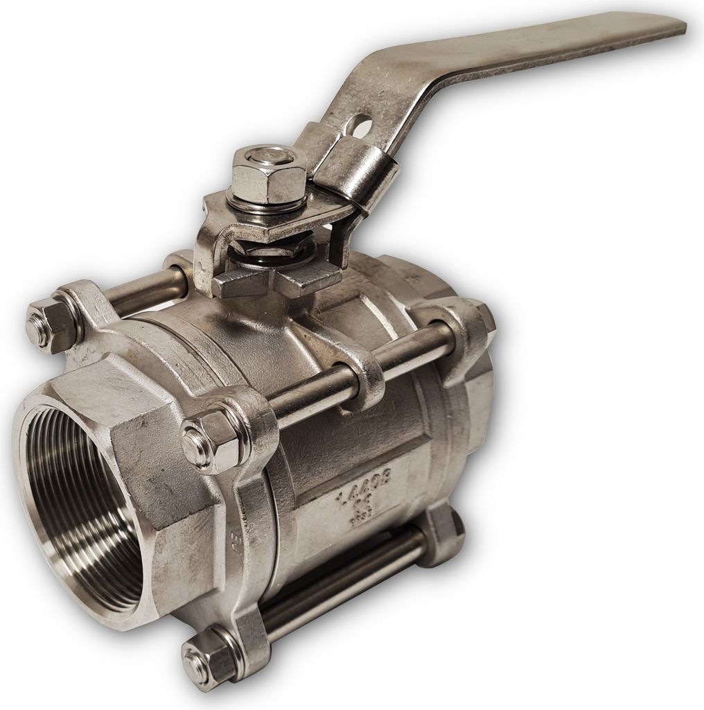 Kugelhahn Edelstahl V4A V2A mehrteilig Absperrhahn Hebelgriff Kugelhahn mehrteilig IG 1 1/2 Zoll