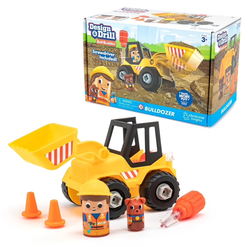 Jouet Éducatif Bulldozer à Monter avec Perceuse pour Enfant dès 3 Ans