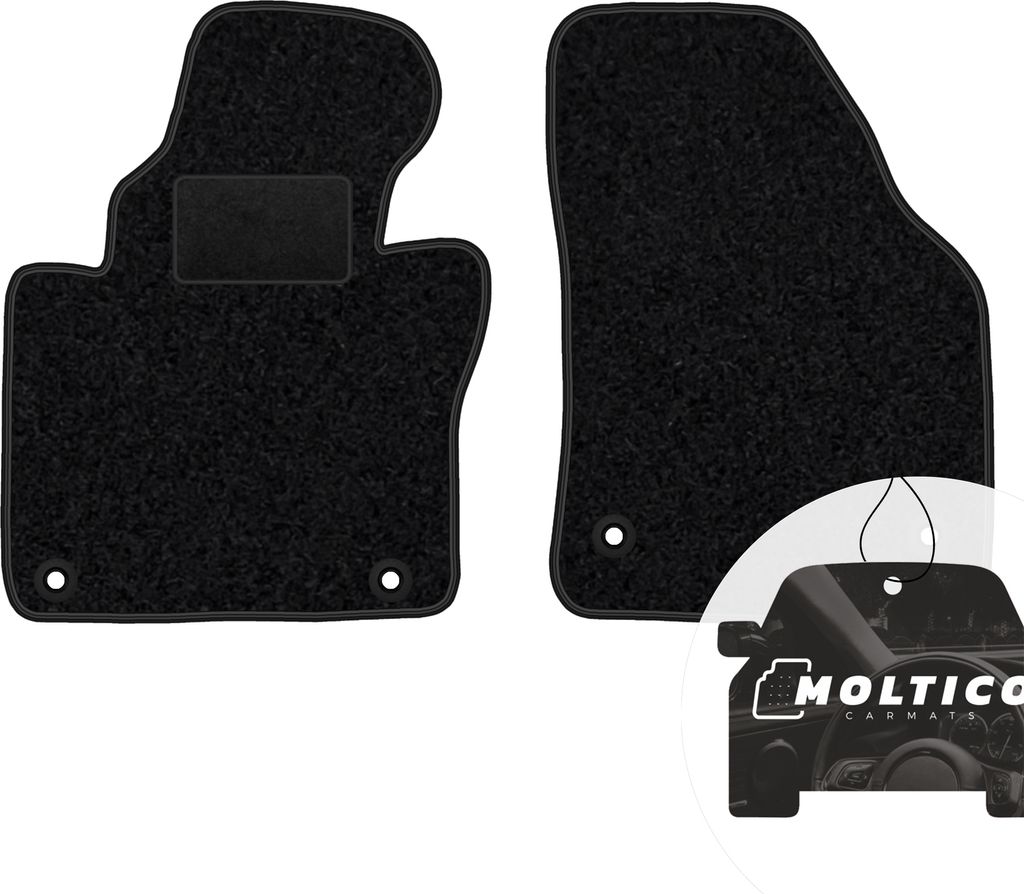 moto-MOLTICO Vorne Fußmatten Auto Velours Autoteppiche Schwarz Automatten Set 2-teilig passend für VW Touran 2003-2015
